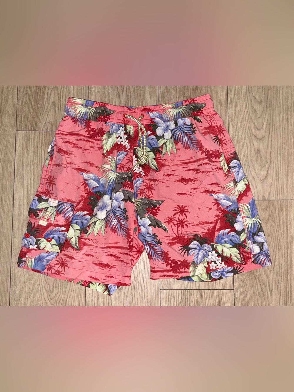 Tommy Bahama RELAX Mens Medium Pink Tropical Floral Mesh Lined Swim Trunks